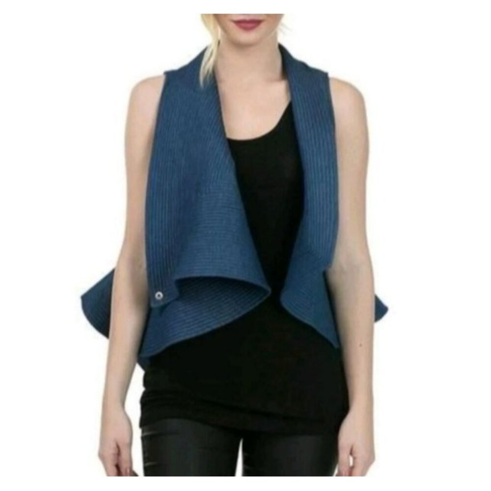Gracia Vest Black Sleeveless Asymmetrical Peplum Size S  Womens